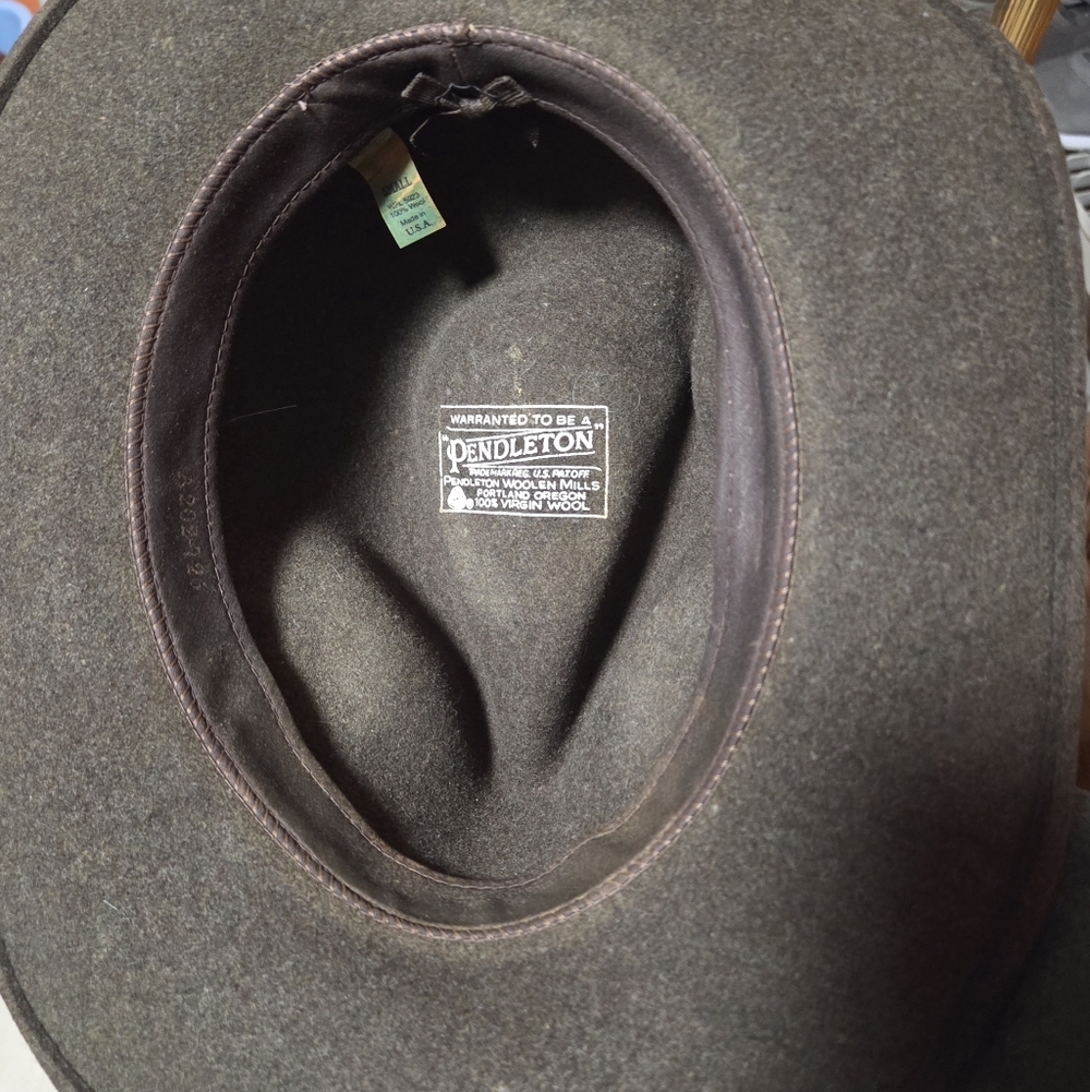 Pendleton Vintage Wool Fedora Indiana Jones Hat Leather Trim Size Small - Picture 9 of 9